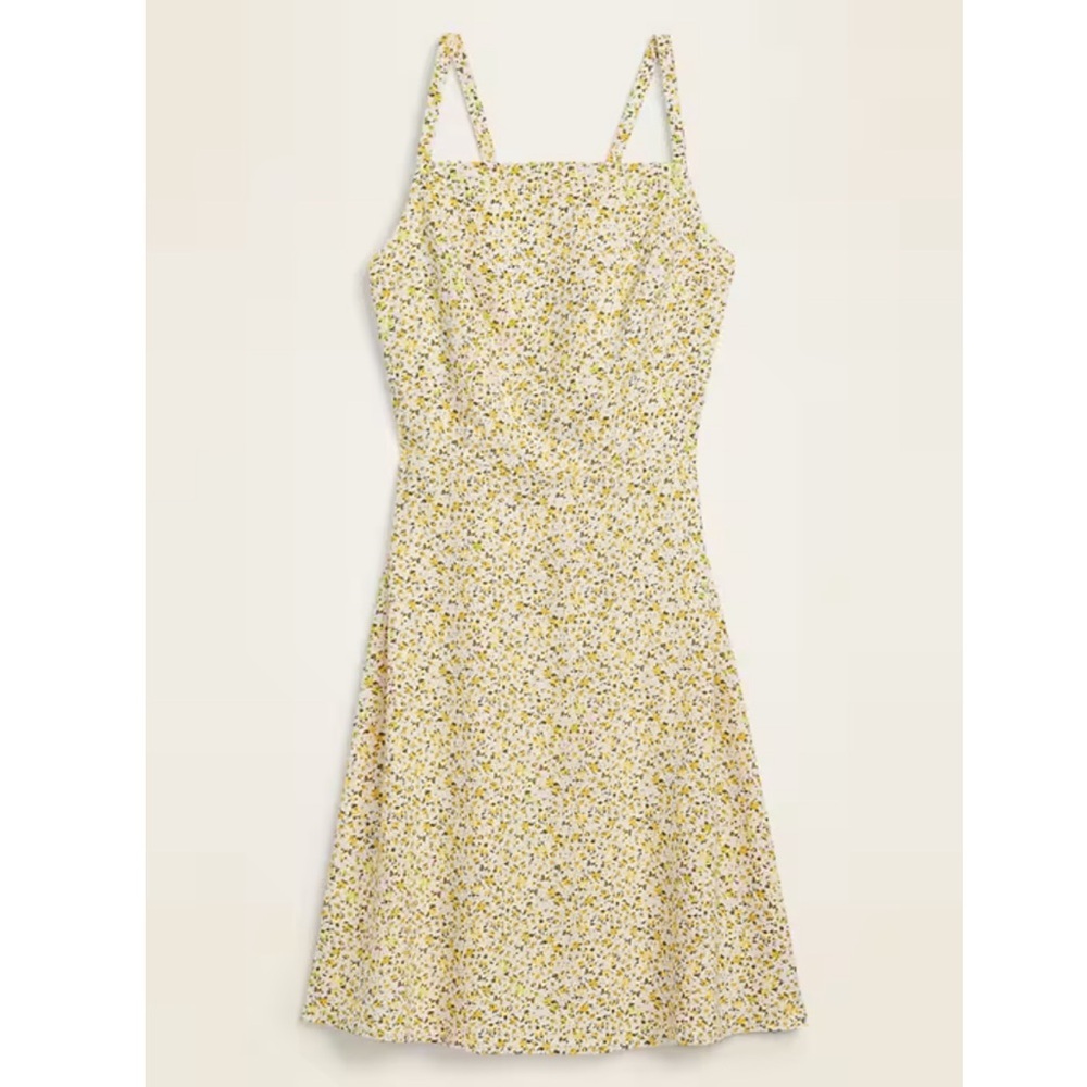 Old Navy Ditsy Floral Linen Blend Fit And Flare Cami Sun Dress